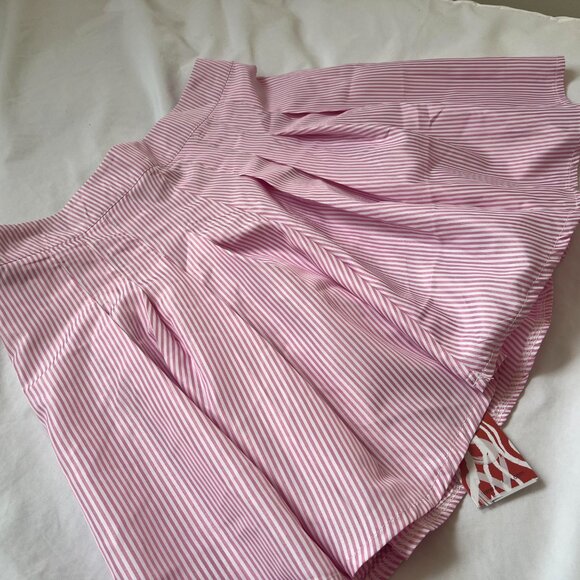 Pink and White Striped Pleated Skirt - Picture 2 of 3